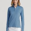 Mavi Kadın Ralph Lauren Streç Jersey Çeyrek Fermuarlı Sweatshirt