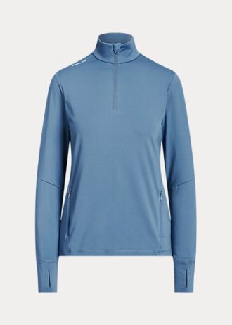 Mavi Kadın Ralph Lauren Streç Jersey Çeyrek Fermuarlı Sweatshirt