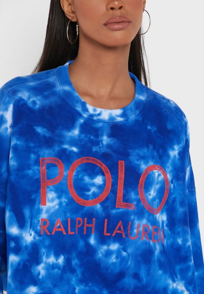 Mavi Kadın Ralph Lauren Yuvarlak Yaka Örme Sweatshirt