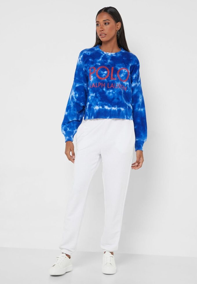 Mavi Kadın Ralph Lauren Yuvarlak Yaka Örme Sweatshirt