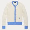 Mavi / Krem Kadın Ralph Lauren Crest Kaşmir Hırka Kazakları Mavi / Krem Kadın Ralph Lauren Crest Kaşmir Hırka Kazakları