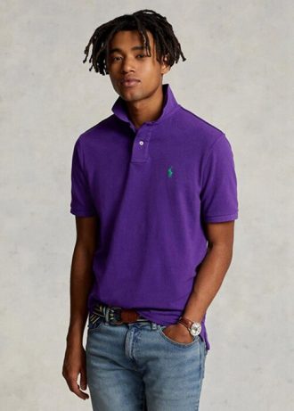 Mor Erkek Ralph Lauren Özel Slim Fit File Polo Tişörtleri