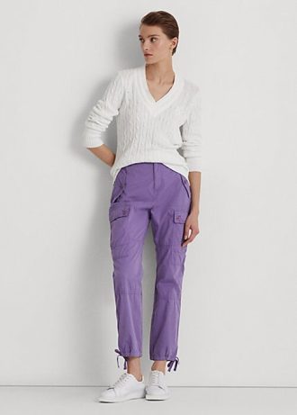Mor Kadın Ralph Lauren Tüy Sıklet Twill Kargo Bilek Pantolonu