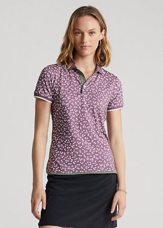 Mor Kadın Ralph Lauren Özel Kesim Esnek Jersey Polo Tişörtleri