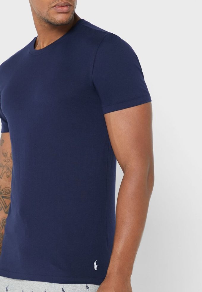 Çok Renkli Erkek Ralph Lauren 3’lü Paket Çeşitli Yuvarlak Yaka Tişörtler