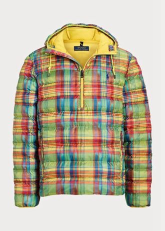 Çok Renkli Erkek Ralph Lauren Ekose Katlanabilir Su Geçirmez Ceketler