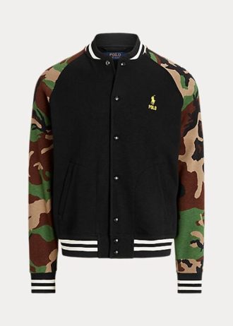 Çok Renkli Erkek Ralph Lauren Kamuflaj Kollu Polar Beyzbol Ceketleri