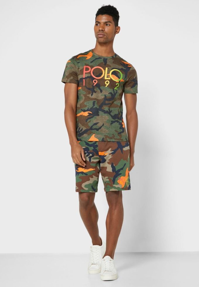 Çok Renkli Erkek Ralph Lauren Kamuflaj Yuvarlak Yaka Tişörtler Çok Renkli Erkek Ralph Lauren Kamuflaj Yuvarlak Yaka Tişörtler