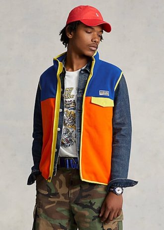 Çok Renkli Erkek Ralph Lauren Renk Bloklu Fırçalanmış Polar Yelek