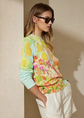 Çok Renkli Kadın Ralph Lauren Baskılı Pamuklu Yuvarlak Yaka Kazaklar