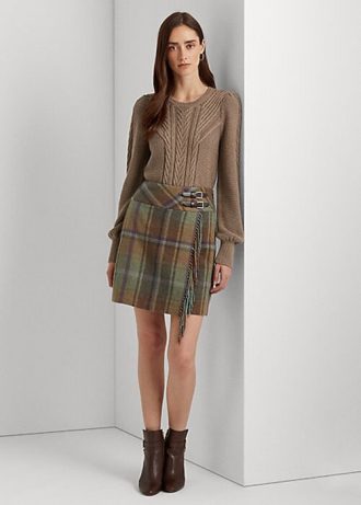 Çok Renkli Kadın Ralph Lauren Ekose Saçaklı Tweed Etekler Çok Renkli Kadın Ralph Lauren Ekose Saçaklı Tweed Etekler