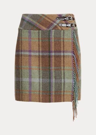Çok Renkli Kadın Ralph Lauren Ekose Saçaklı Tweed Etekler Çok Renkli Kadın Ralph Lauren Ekose Saçaklı Tweed Etekler