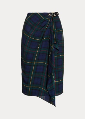Çok Renkli Kadın Ralph Lauren Ekose Tokalı Jorjet Etekler