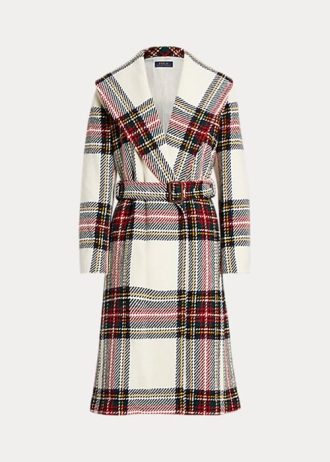 Çok Renkli Kadın Ralph Lauren Ekose Yün Karışımlı Balıksırtı Sarma Montlar