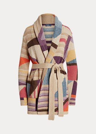Çok Renkli Kadın Ralph Lauren Geo-Motif Şal Keten Karışımlı Kazaklar