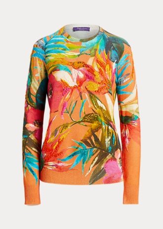 Çok Renkli Kadın Ralph Lauren Grafik Kaşmir Yuvarlak Yaka Kazaklar