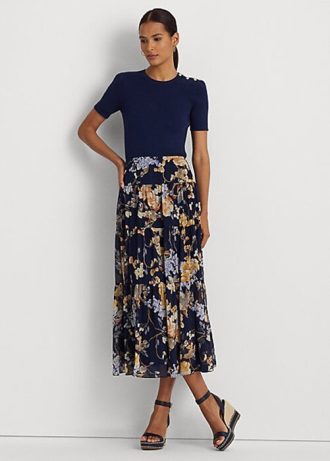 Çok Renkli Kadın Ralph Lauren Çiçekli Buruşuk Georgette Katmanlı Etekler Çok Renkli Kadın Ralph Lauren Çiçekli Buruşuk Georgette Katmanlı Etekler