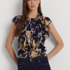 Çok Renkli Kadın Ralph Lauren Çiçekli Georgette Kolsuz Gömlekler Çok Renkli Kadın Ralph Lauren Çiçekli Georgette Kolsuz Gömlekler