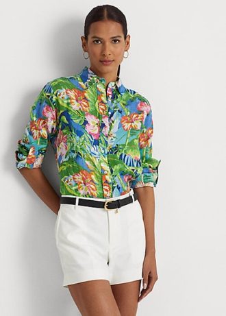 Çok Renkli Kadın Ralph Lauren Çiçekli Keten Gömlekler