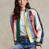 Çok Renkli Kadın Ralph Lauren Çizgili Saten Bomber Ceketler Çok Renkli Kadın Ralph Lauren Çizgili Saten Bomber Ceketler