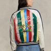 Çok Renkli Kadın Ralph Lauren Çizgili Saten Bomber Ceketler Çok Renkli Kadın Ralph Lauren Çizgili Saten Bomber Ceketler