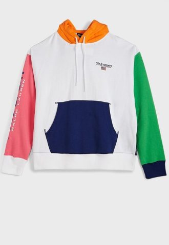 Çok Renkli Kadın Ralph Lauren Renk Bloklu Cep Detaylı Kapüşonlu Üst