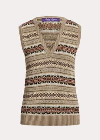 Çok Renkli Kadın Ralph Lauren Süslemeli Fair Isle Kazakları Çok Renkli Kadın Ralph Lauren Süslemeli Fair Isle Kazakları