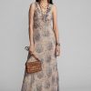 Çok Renkli / Kahverengi Kadın Ralph Lauren Çiçekli Buruşuk İpek Şifon Elbise Çok Renkli / Kahverengi Kadın Ralph Lauren Çiçekli Buruşuk İpek Şifon Elbise