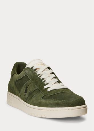Olive Erkek Ralph Lauren Court Süet Alçak Topuklu Spor Ayakkabı