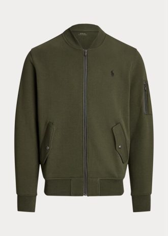 Olive Erkek Ralph Lauren Çift Örgü Bomber Ceketler