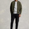 Olive Erkek Ralph Lauren Çift Örgü Bomber Ceketler Olive Erkek Ralph Lauren Çift Örgü Bomber Ceketler