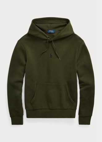 Olive Erkek Ralph Lauren Çift Örgü Kapüşonlu Üst