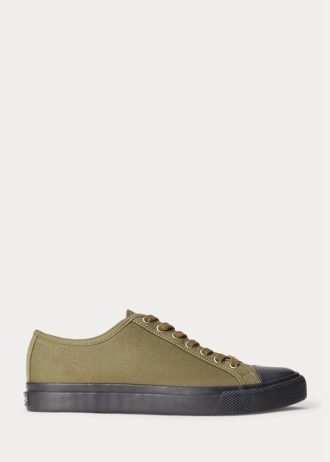 Olive Erkek Ralph Lauren Kanvas Spor Ayakkabı