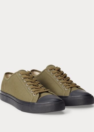 Olive Erkek Ralph Lauren Kanvas Spor Ayakkabı