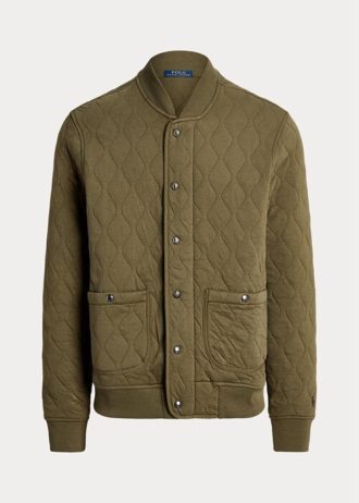 Olive Erkek Ralph Lauren Kapitone Lüks Jersey Ceketler