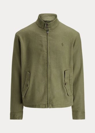 Olive Erkek Ralph Lauren Keten Karışımlı Balıksırtı Desenli Twill Ceketler