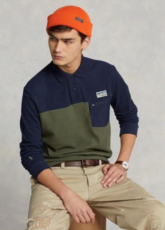 Olive Erkek Ralph Lauren Klasik Kesim Fileli Kullanışlı Polo Tişörtler