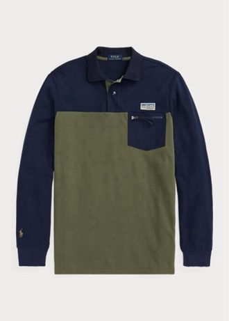 Olive Erkek Ralph Lauren Klasik Kesim Fileli Kullanışlı Polo Tişörtler