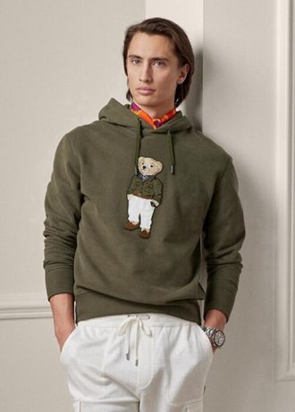 Olive Erkek Ralph Lauren Polo Ayı Polar Kapüşonlu Üst