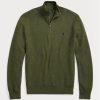 Olive Erkek Ralph Lauren Örgülü Pamuklu Çeyrek Fermuarlı Kazak