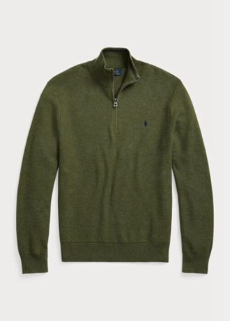 Olive Erkek Ralph Lauren Örgülü Pamuklu Çeyrek Fermuarlı Kazak Olive Erkek Ralph Lauren Örgülü Pamuklu Çeyrek Fermuarlı Kazak