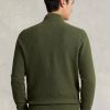 Olive Erkek Ralph Lauren Örgülü Pamuklu Çeyrek Fermuarlı Kazak