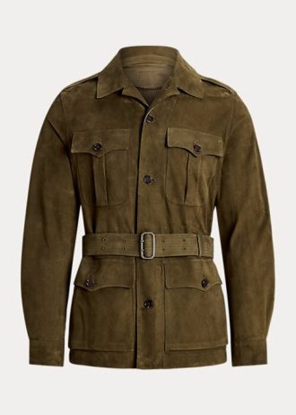 Olive Erkek Ralph Lauren Süet Kemerli Ceketler