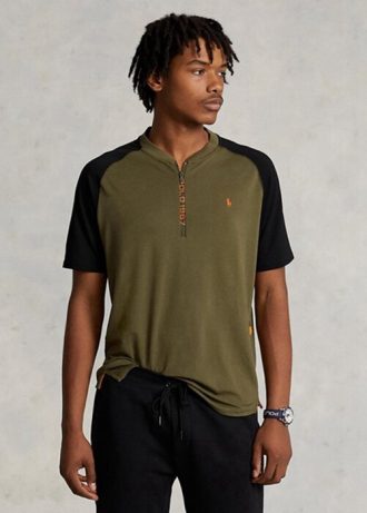 Olive Erkek Ralph Lauren Özel Slim Fit Performans Forması Tişörtleri