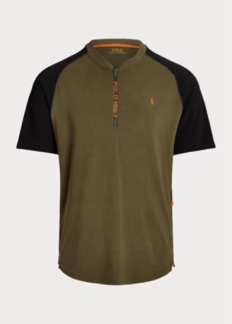 Olive Erkek Ralph Lauren Özel Slim Fit Performans Forması Tişörtleri