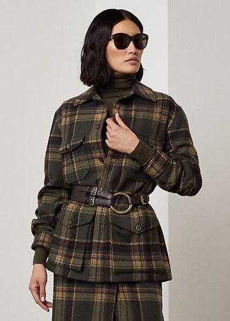 Olive Kadın Ralph Lauren Andrya Ekose Ceketler