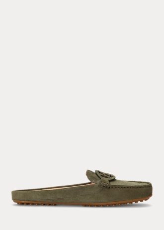 Olive Kadın Ralph Lauren Brynn Süet Sürücü Düz Ayakkabı
