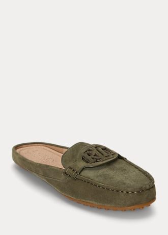 Olive Kadın Ralph Lauren Brynn Süet Sürücü Düz Ayakkabı