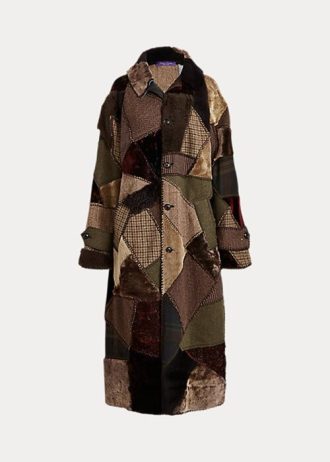 Olive Kadın Ralph Lauren Harmon Patchwork Shearling Montlar