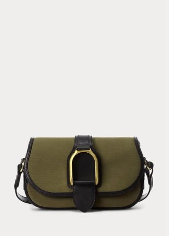 Olive Kadın Ralph Lauren Kanvas ve Dana Derisi Welington Omuz Çantaları